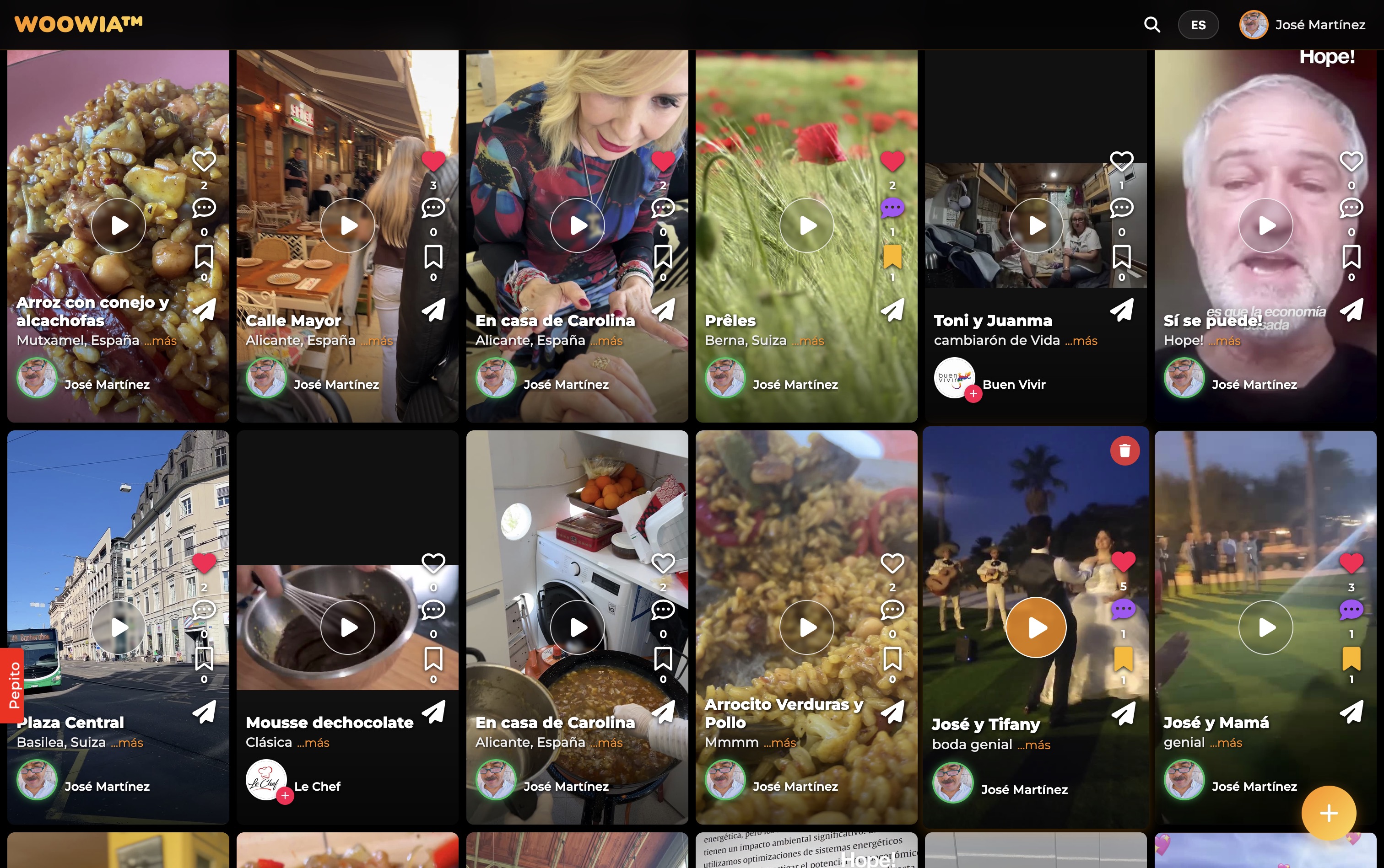 Woowia video community feed