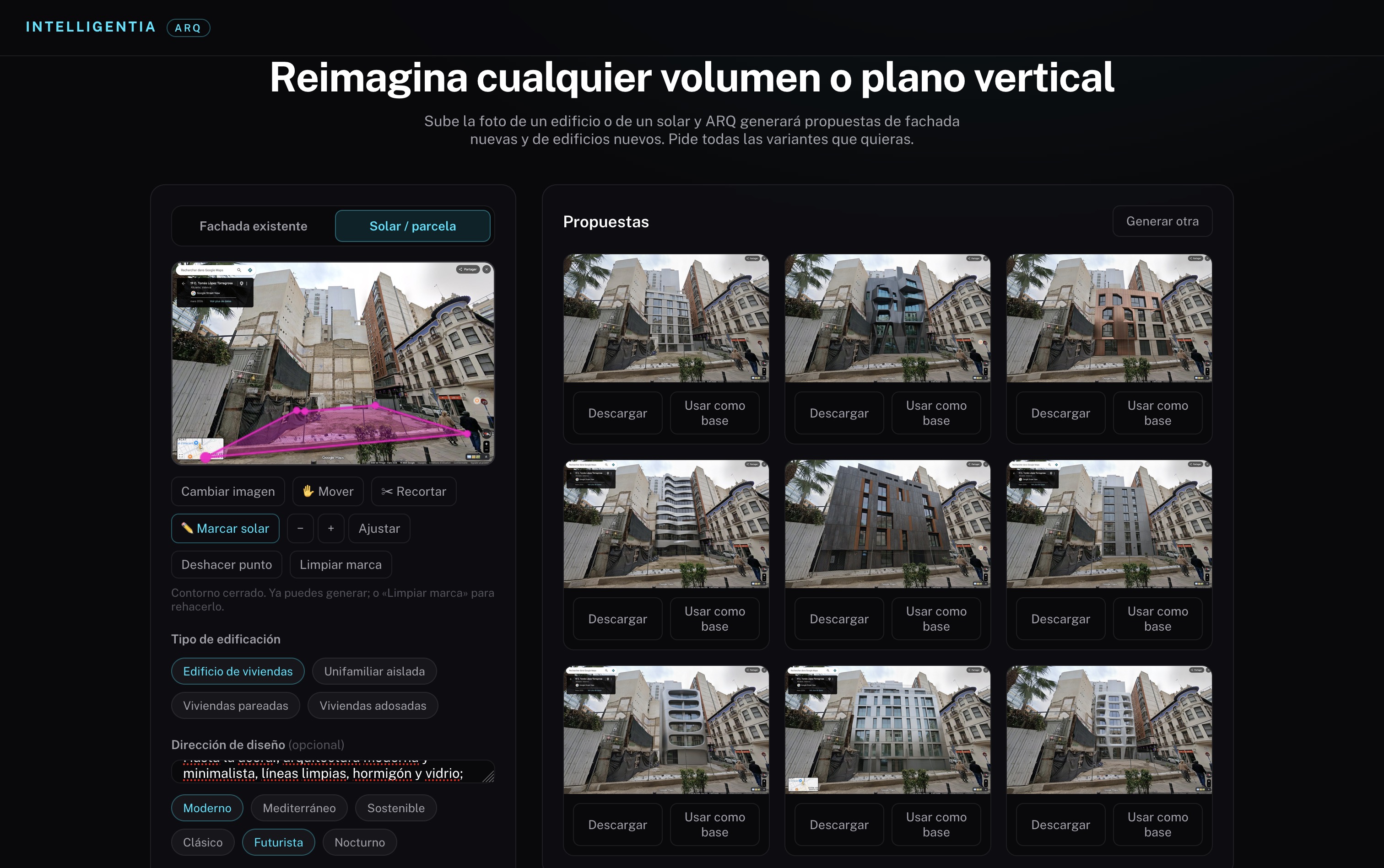 INTELLIGENTIA ARQ: AI facade and plot generator